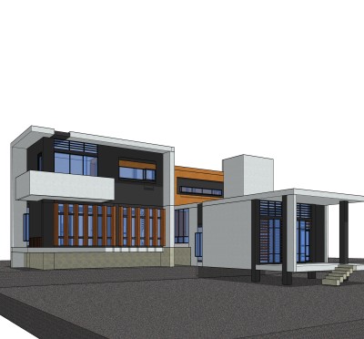 现代独栋别墅草图大师模型下载，别墅外观sketchup模型分享