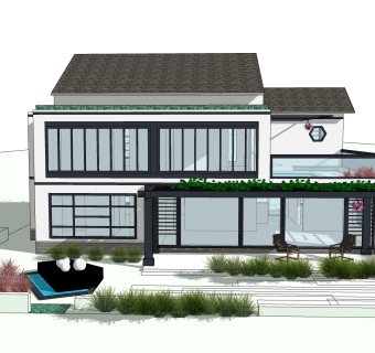 现代风格别墅草图大师模型下载，别墅SKP模型下载