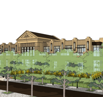 欧式售楼处建筑方案草图大师模型，售楼部建筑沙盘sketchup模型免费下载