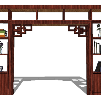 中式博古架家具模型草图大师模型，博古架sketchup模型下载