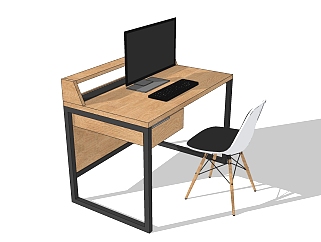  现代书桌草图大师模型，书桌sketchup模型下载
