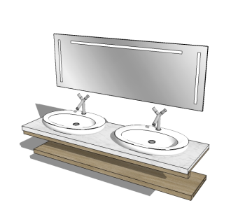 现代洗手台盆sketchup模型，台盆草图大师模型下载