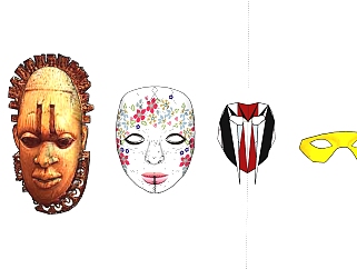  现代恐怖面具草图大师模型，面具sketchup模型下载