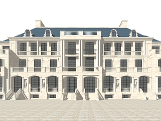 法式酒店草图大师模型，酒店sketchup模型免费下载