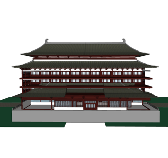 唐朝建筑SU模型，唐朝建筑SKP模型下载