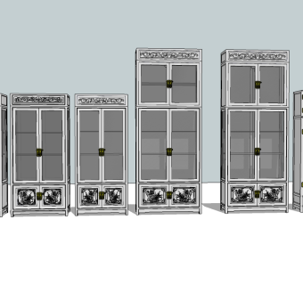 中式展柜草图大师模型，展柜sketchup模型下载