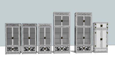 中式展柜草图大师模型，展柜sketchup模型下载