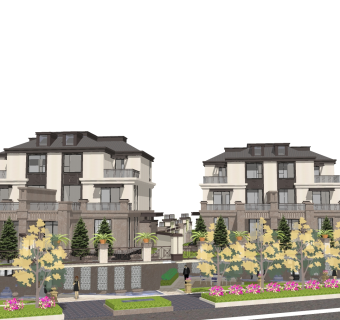 中式别墅外观草图大师模型，别墅外观sketchup模型免费下载