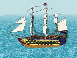 欧式帆船草图大师模型，帆船sketchup模型