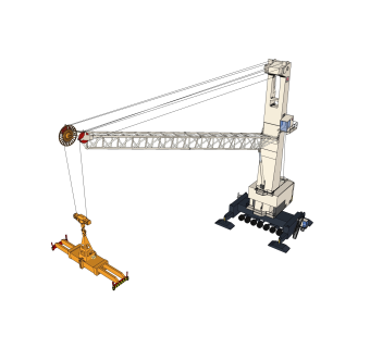 现代港口移动式起重机su模型下载，起重机草图大师模型