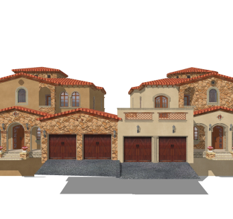 欧式别墅外观草图大师模型，别墅外观sketchup模型免费下载
