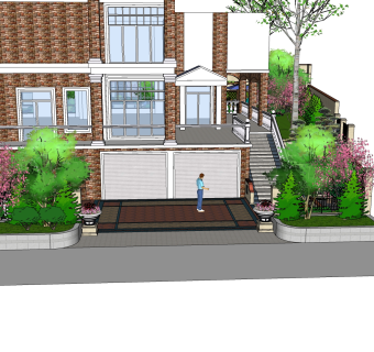 中式别墅草图大师模型，别墅sketchup模型