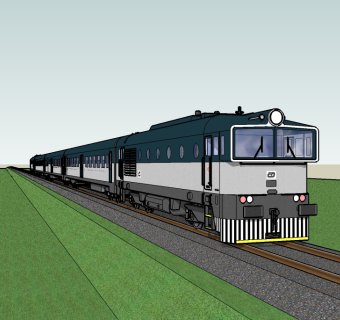 现代火车草图大师模型，火车sketchup模型