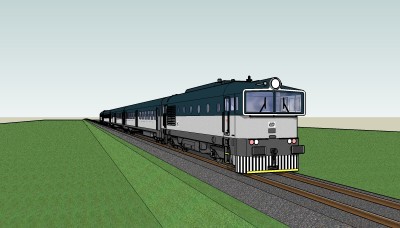 现代火车草图大师模型，火车sketchup模型