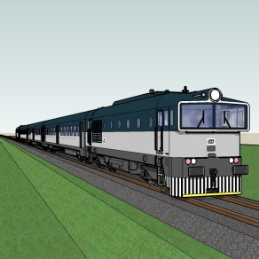 现代火车草图大师模型，火车sketchup模型
