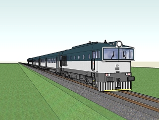现代火车草图大师模型，火车sketchup模型