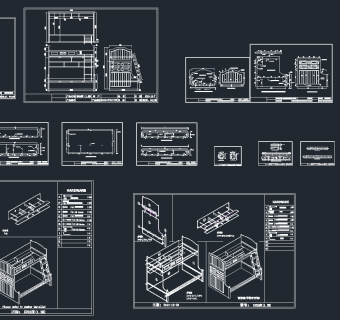 榻榻米儿童房CAD素材，榻榻米CAD施工图纸下载