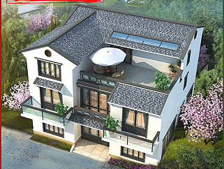 新款网红别墅设计图，新中式农村自建房建筑施工图