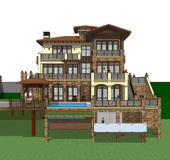 欧式别墅su模型，别墅skb文件下载