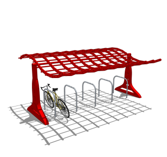 现代自行车车棚草图大师模型，自行车车棚sketchup模型下载