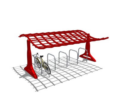 现代自行车车棚草图大师模型，自行车车棚sketchup模型下载