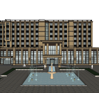 欧式度假酒店草图大师模型下载、欧式度假酒店su模型下载