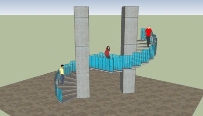 现代楼梯草图大师模型，楼梯sketchup模型下载