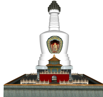 北海白塔草图大师模型下载、北海白塔su模型下载