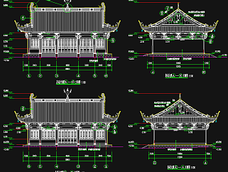 著名真武大殿复建工程建筑施工图，寺庙CAD建筑施工图下载