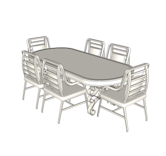 简美餐桌椅su模型，餐桌椅sketchup模型下载