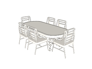 简美餐桌椅su模型，餐桌椅sketchup模型下载