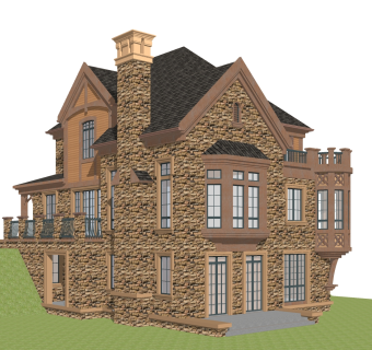 欧式别墅外观草图大师模型，别墅外观sketchup模型免费下载