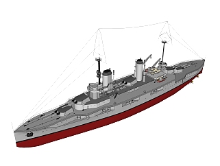现代布列塔尼级LORRAINE洛林号战列舰草图大师模型，战列舰sketchup模型下载