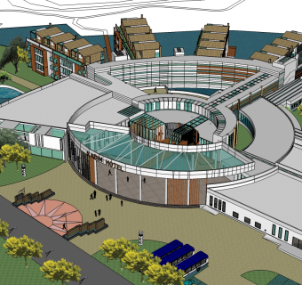 现代酒店草图大师模型下载、现代酒店su模型下载