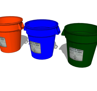 现代分类环保垃圾桶草图大师模型，垃圾桶SU模型下载