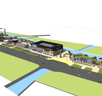 现代造型商业街草图大师模型，商业广场sketchup模型免费下载