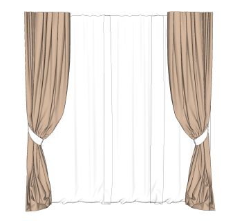 现代布艺窗帘草图大师模型，窗帘su模型下载