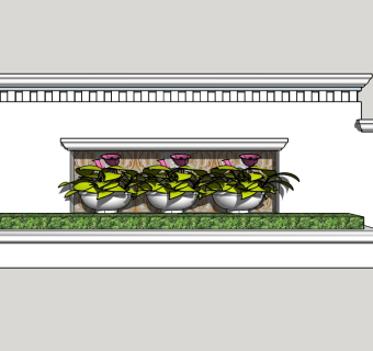 现代景观墙skp文件下载，景观墙SU模型
