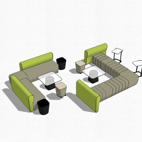 现代休闲办公沙发草图大师模型，办公沙发sketchup模型下载