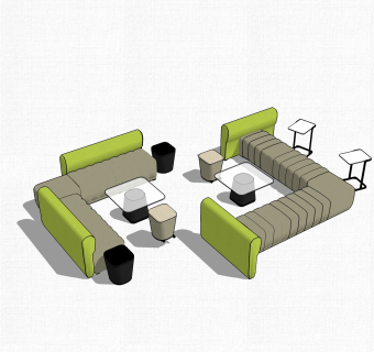 现代休闲办公沙发草图大师模型，办公沙发sketchup模型下载