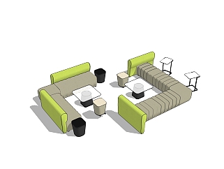 现代休闲办公沙发草图大师模型，办公沙发sketchup模型下载