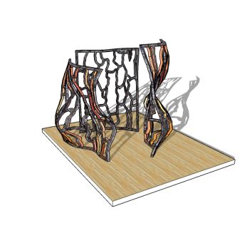 现代抽象雕塑小品草图大师模型，雕塑sketchup模型下载