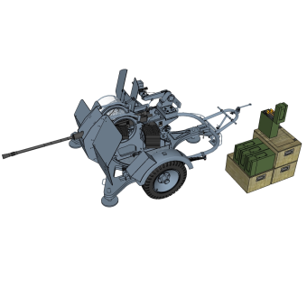 德国FLAK38高射炮草图大师模型，高射炮SU模型下载