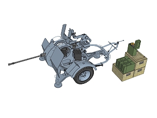 德国FLAK38高射炮草图大师模型，高射炮SU模型下载