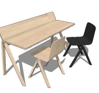 北欧书桌椅草图大师模型，书桌sketchup模型