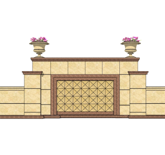 欧式景观墙草图大师模型，景墙sketchup模型下载