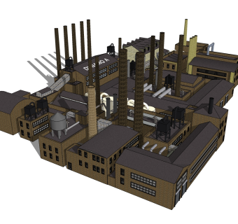 工业风工厂草图大师模型，厂房sketchup模型免费下载
