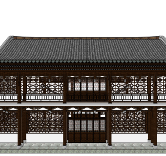 中式古建民房草图大师模型下载、古建民房su模型下载