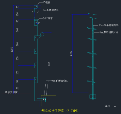 最齐楼梯栏杆CAD素材，楼梯栏杆CAD施工图纸下载