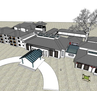 旅馆酒店草图大师模型下载、su酒店模型下载